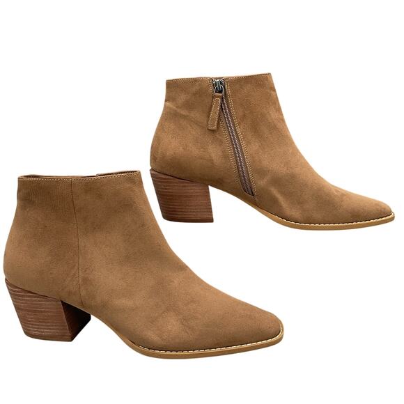 Linea Paolo Women’s Windy Snip Toe Block Heel Bootie Brown Size 11M - Picture 1 of 10